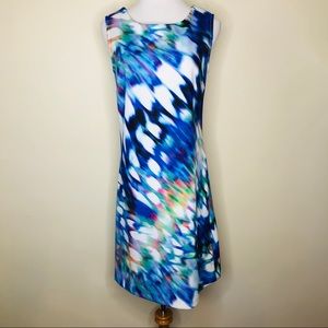 Worthington Blue Tie Dye Dress Zipper Back Sz S